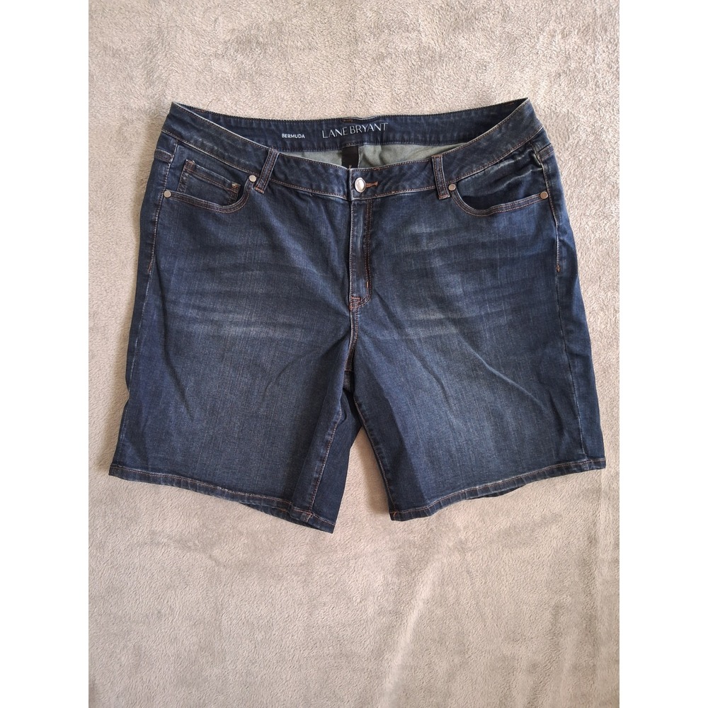 Lane Bryant Bermuda Shorts Plus Sz 22 Dark Wash Denim Stretch Casual Classic